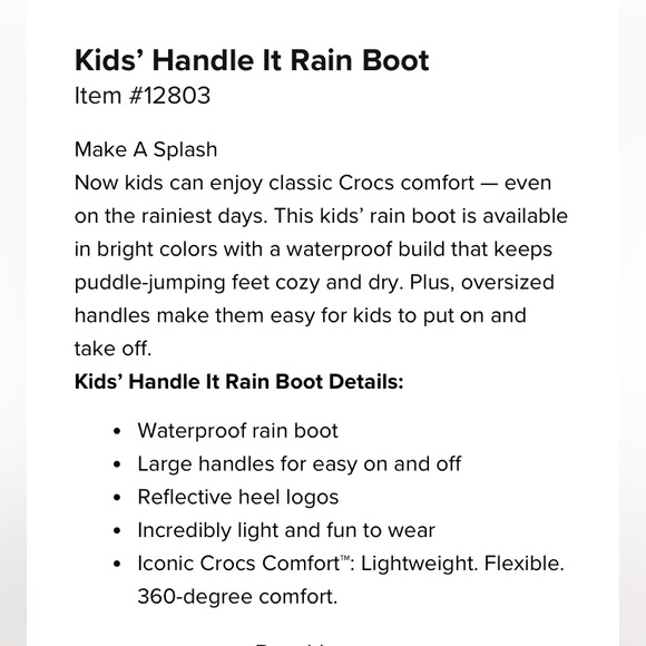 CROCS Kids’ Handle It Rain Boot - size 2 - Picture 6 of 6